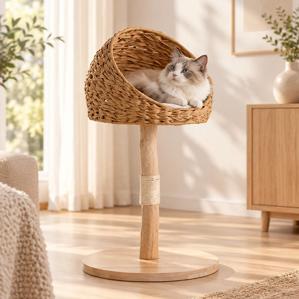 藤编高脚猫窝